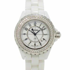CHANEL J12 33mm H0967 Bezel Diamond Quartz White Dial Ladies Watch 90288459